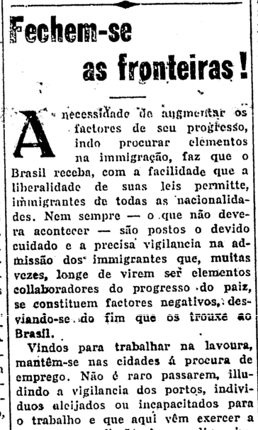 Trecho de editorial do jornal Folha da Manhã, 25 de fevereiro de 1926