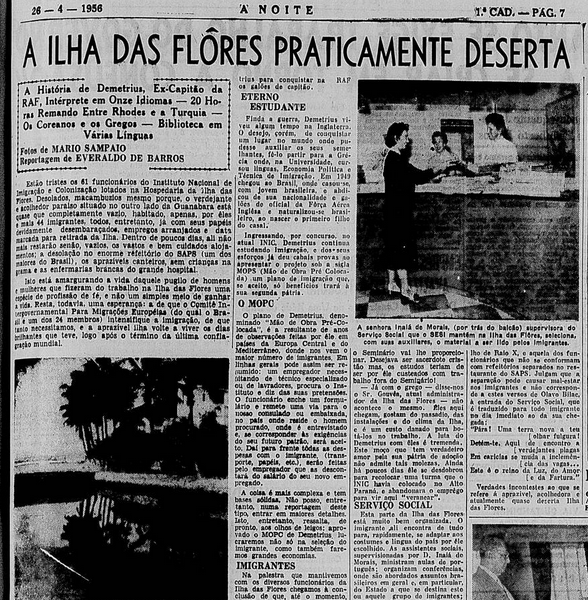 Reportagem no A Noite de 26 de abril de 1956.