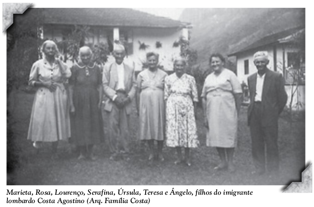 Família de imigrantes em Alfredo Chaves (ES). Reprodução do livro de Hésio Pessali, foto sem data.