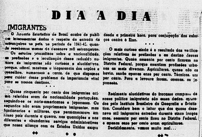 Trecho da edição de 29 de junho de 1948 do jornal Diário da Noite