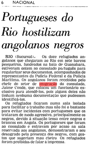 Trecho da edição de 30 de abril de 1976 do jornal Folha de S. Paulo
