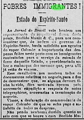 Trecho do Jornal do Brasil de 15 de janeiro de 1897