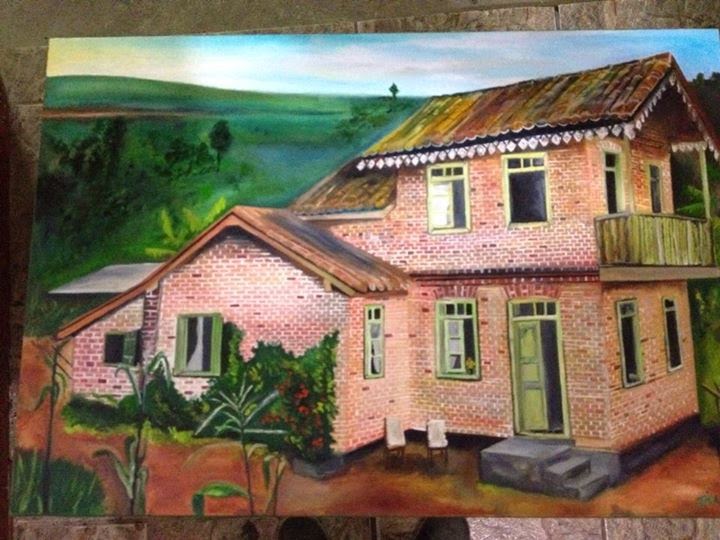 Pintura de casa antiga de colonos alemães. Foto: Blog de Luiz Antonio Caixeiro Stephan (http://stephanimigracaoalema.blogspot.com.br)
