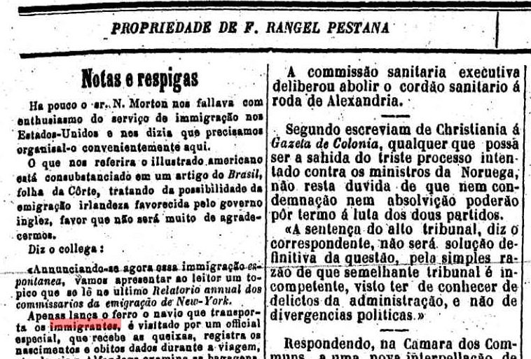 Jornal 'A Província de São Paulo', 11 de setembro de 1883