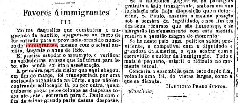 O jornal A Província de São Paulo de 12 de março de 1886