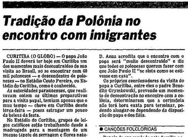 Trecho do jornal O Globo de 5 de julho de 1980