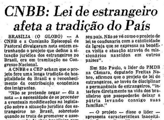 Manchete da edição de 30 de junho de 1980 do diário carioca O Globo