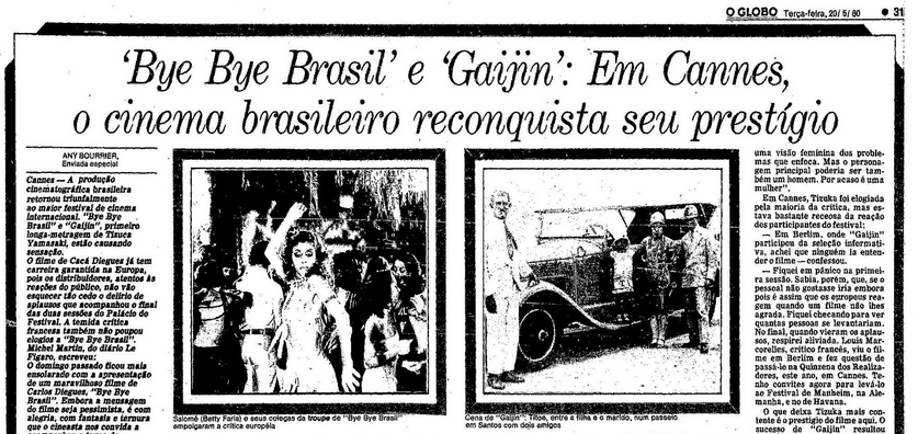 Edição de 20 de maio de 1980 d'O Globo, caderno de Cultura