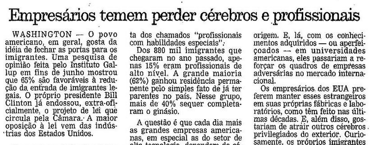 Trecho da edição de 25 de agosto de 1995 do jornal O Globo