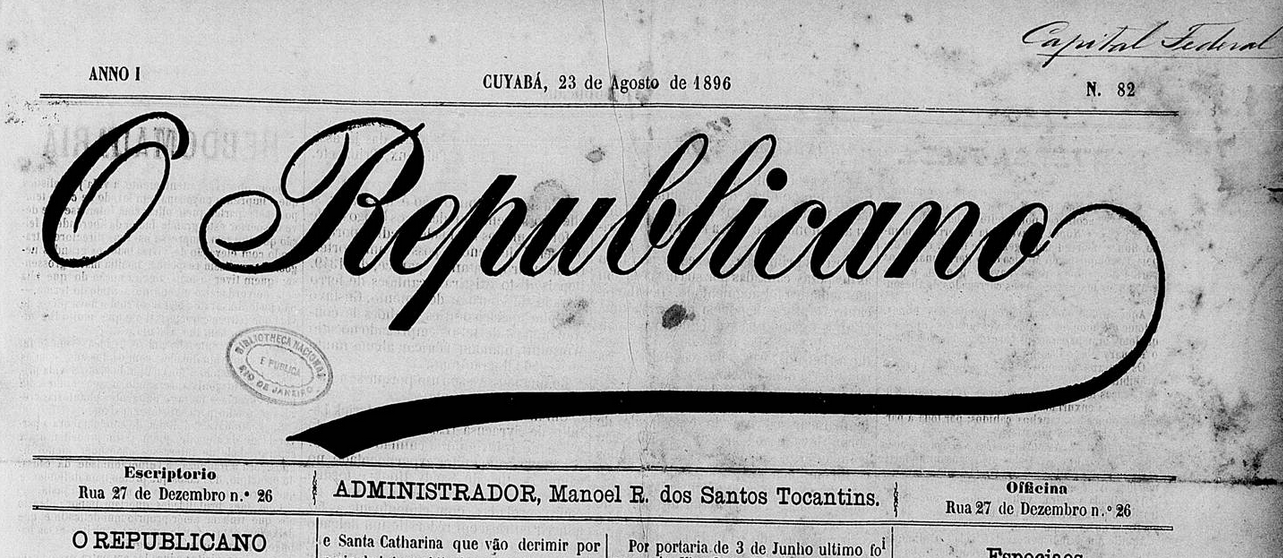 Cabeçalho da edição de O Republicano de 23 de agosto de 1896.