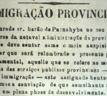 'Immigração Provincial', publicada no Correio Paulistano em 4 de julho de 1886. (Acervo APESP)