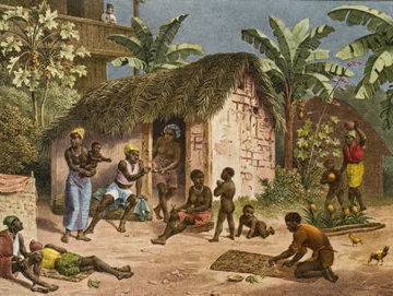 Comunidade quilombola no século XIX (Imagem: Fundação Biblioteca Nacional)
