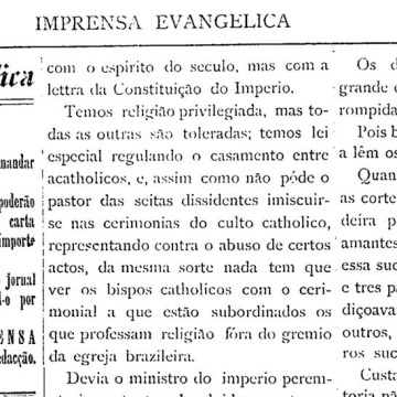 O jornal Imprensa Evangelica registra, em sua edição de 5 de fevereiro de 1887
