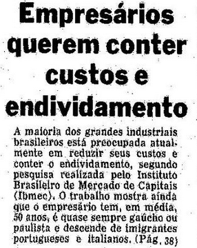 Trecho da primeira página do jornal O Globo de 22 de junho de 1980.
