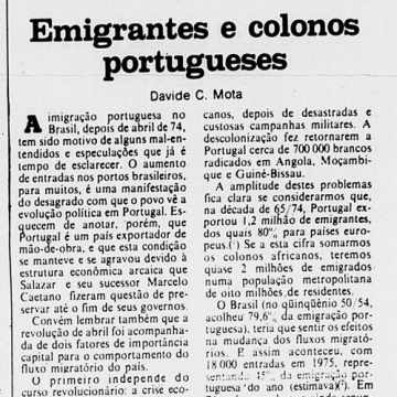 Artigo no semanário de oposição Opinião em sua edição de 14 de janeiro de 1977